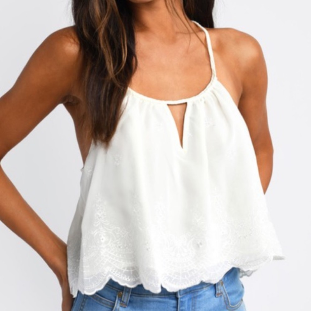 Black Embroidered Tank Top